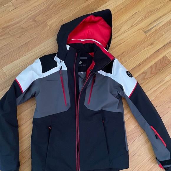 Obermeyer Foundation Jacket Mens Small Ski Coat - Red Black White - Picture 1 of 2